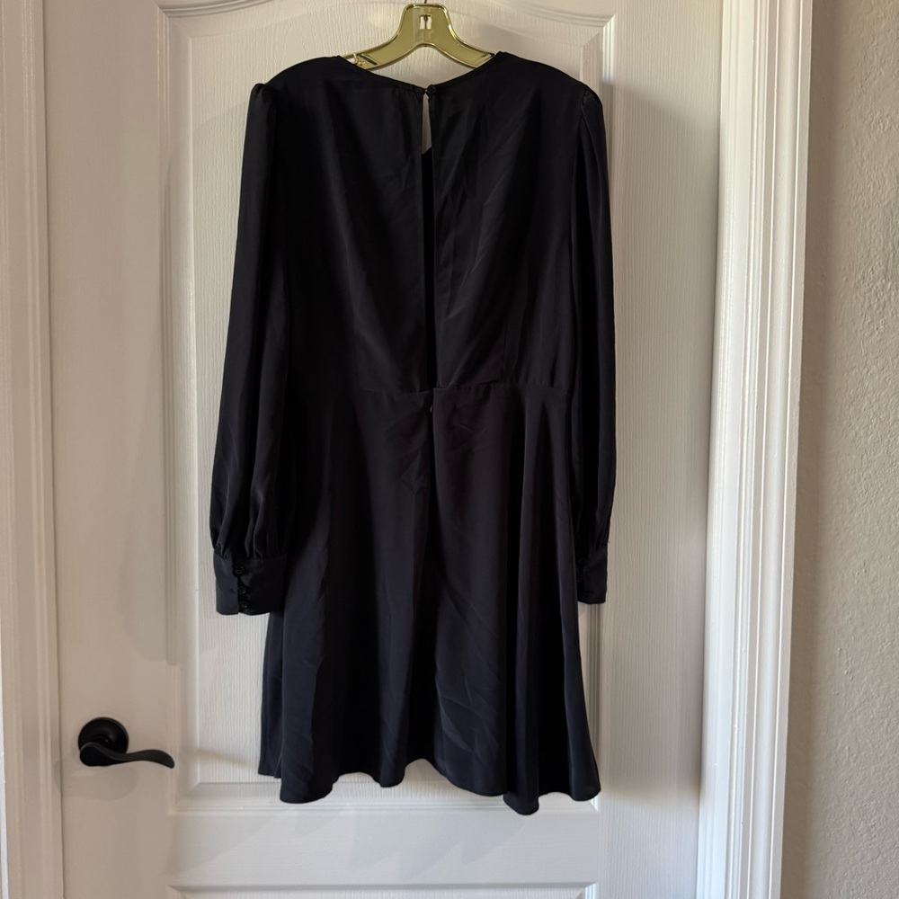 Topshop Black Long Sleeve Mini Dress with Twist Front Size 10 - Picture 9 of 11
